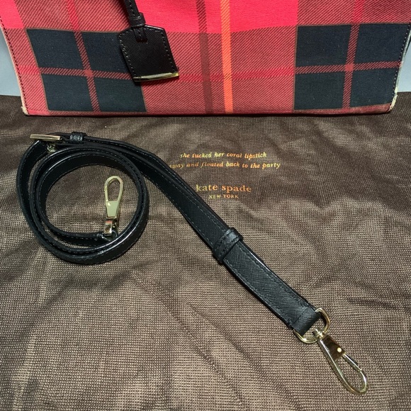 Kate Spade Cameron Street Red Plaid Candace Satchel Handbag - Picture 11 of 14